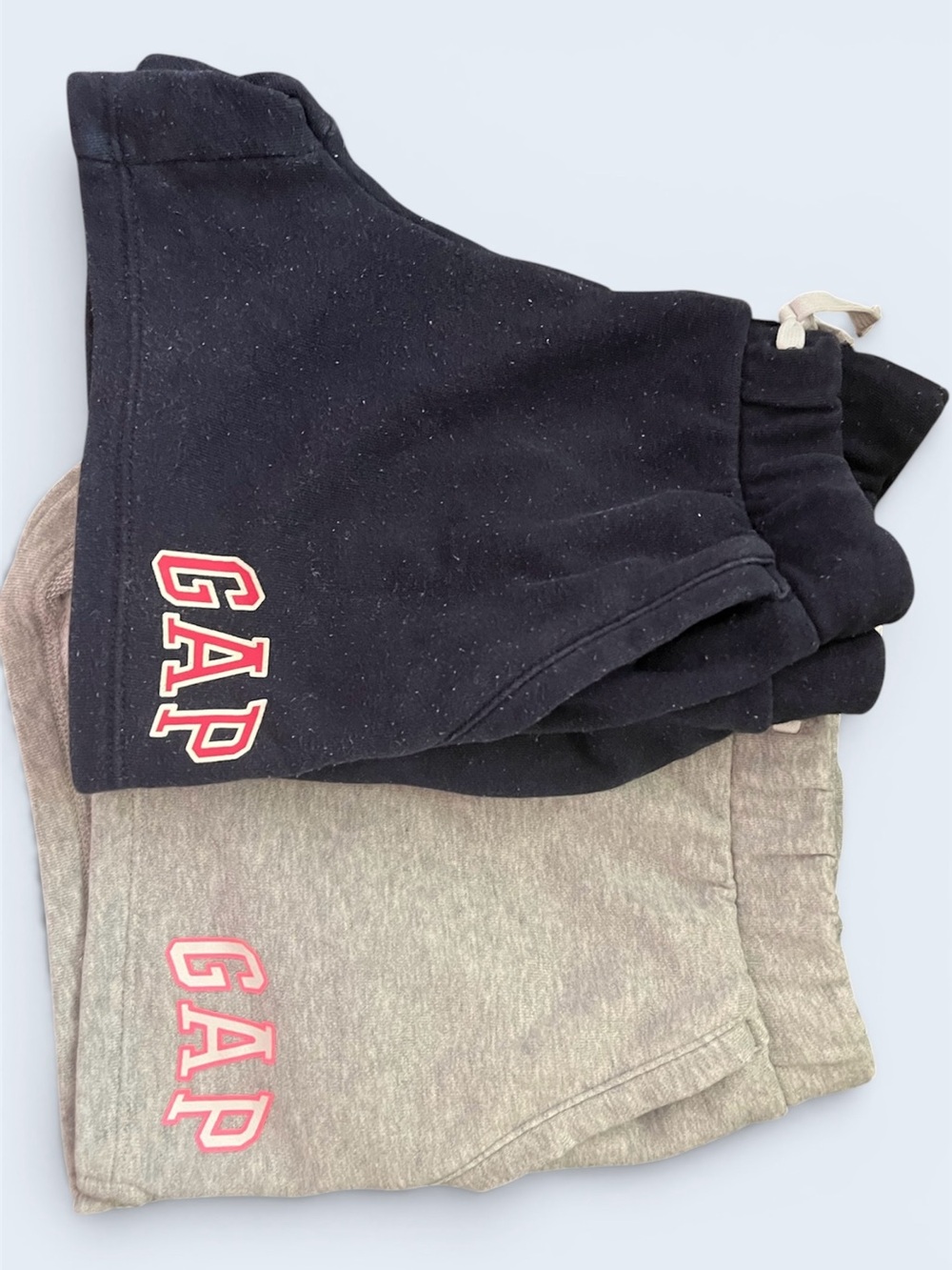 GAP Kids Shorts Two-Pack — Navy and Heather Gray with Pink Logo
